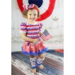 American's Birthday Red White Blue Striped Star Baby Bodysuit Red White Striped Pettiskirt & Headband & Leg Warmer JS4541